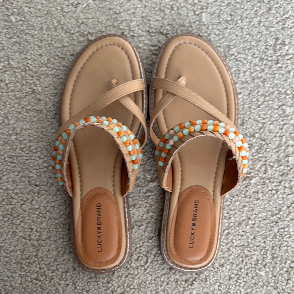 Lucky Brand Tan Beaded Women's Sandals